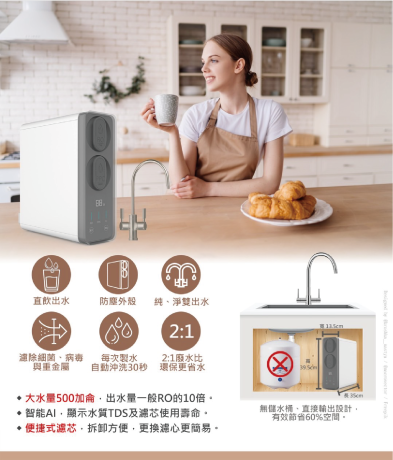 免桶直出式AI智能RO純水機A-1901